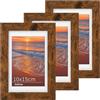 Anhow Cornice 10x15 cm, Confezione da 3 Cornici Foto con Passepartout 8x12 cm, Cornici per Ppuzzle, Parete, Poster, Diploma Universitario - 3 Pezzi/Colore Noce