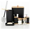 Capslpad Set di 9 accessori da bagno moderni con cestino, scopino per WC, portaspazzolino, tazza per spazzolino da denti, dispenser di sapone per lozione, portasapone, porta Qtip, vassoio per la