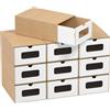 Hebitod 10 x portascarpe bianco/marrone con finestra - Scatola pieghevole 35 x 23 x 13,5 cm, impilabile, scatola per scarpe, cassetto, scatola multiuso in cartone kraft fino a 45