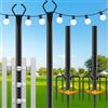 Orifesio 2 Pezzi pali per striscia luminosa, pali in metallo da 3 m con forcella per luci da esterno, supporto per illuminazione resistente per esterni, patio, giardino, cortile, feste, decorazioni natalizie