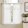 TOPICK Tende opache da cucina bianche con coulisse 2 pezzi, 115A x 65L cm | Tendine da bistrò per finestra interni con motivo a nido d'ape, traslucide, per piccole finestre, oscuranti