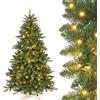 Yorbay Albero di Natale artificiale con illuminazione LED: albero di Natale artificiale in PVC con supporto in legno per decorazione natalizia, ideale per atmosfera festiva (180 cm)