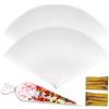 LucyStudio Sacchetti di Cellophane Caramelle 100 Pezzi 13x25cm Triangolo Buste Trasparenti in Cellophan per Confetti Sacchetti di Cono Plastica con 100 Cintura Attorcigliata Dorata per Nozze Compleanno Natale
