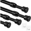 HSLnKAL 4 aste per doccia senza trapano, in acciaio inox, asta per tende allungabile, 50-90 cm, multifunzione, per tenda da doccia, estensibile, per gatti (nero)