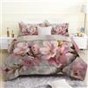LSSLK Piumino una Piazza e Mezza 200x200 cm, Fiori Rosa Reversibile Piumone Letto Matrimoniale 200 x 200 cm, Piante Primaverili Coperta Trapunta in Microfibra con 2 Federe, Lavabile in Lavatric