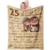 YESTUTI 25 Anni Matrimonio Regali, Nozze D'argento, Bomboniere Regalo per 25 Anni di Matrimonio, Idee Regalo 25 Anniversario per Lei Lui, Genitori 25 Anno Coperta 150x130CM