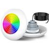 OSREE Luci Piscina LED con Filettatura 2, 15W Lampade Piscina RGB Multicolore 600lm, Ø190mm, 12V AC Subacquee IP68 Impermeabile Riempito di Resina Faro per Piscine Fuori Terra Acciaio,Non Telecomando