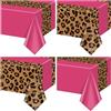 AJINXIN Confezione da 4 tovaglie con stampa leopardata, motivo safari con ghepardo, colore rosa acceso, per feste di compleanno, feste di addio al nubilato, eventi e decorazioni a tema alla moda, 130 x 220 cm