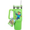 Paladone, Tazza termica verde con cannuccia con Steve e Creeper di Minecraft, 900 ml, tazza da viaggio con licenza ufficiale, con manico, per tè freddo o caffè, prodotto a tema gaming
