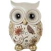 DRW Statuetta di un gufo in resina bianco e oro, 13,5 x 10 x 7,5 cm