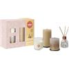 Bolsius Candele rustiche con diffusore a bastoncini e candela profumata - Set regalo di 4 candele Home Sweet Home - Vaniglia - Candele decorative per la casa - Lunga durata - Festa della Mamma