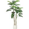 GarveeHome 150 cm grande monstera artificiale realistica, pianta da interno con vaso, muschio, multi ramo e fogliame, senza manutenzione, albero artificiale decorativo per soggiorno, ufficio, balcone