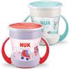 NUK Mini Magic Cup bicchiere antigoccia | Bordo 360° anti-rovesciamento | 6+ mesi | manici ergonomici | Senza BPA | 160 ml | Rosso | 2 pezzi