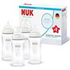 NUK First Choice Biberon | 3+ mesi | 240 ml | Biberon anti-colica | Vetro | Indicatore di controllo della temperatura | Cavalluccio marino | Confezione da 4