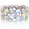 EVER FAITH Matrimonio Cristalli austriaci Bracciale Elastico per Sposa, Art Deco Elegante TaerGoccia Vintage Party Gioielli da Polso per Donna Iridescente AB Argento-Fondo