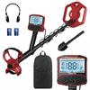 GarveeTech Rilevatore di metalli professionale per adulti, con display LCD, 5 modalità, funzione pinpointer, controllo del volume, retroilluminazione e jack per cuffie, rosso