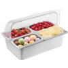 VEVOR Contenitore Espositivo per Servire Cibo da Banco, Vassoio per Servire Cibo in Acciaio Inox 4 Teglie, Espositore per Dispensatori di Condimenti a Buffet con 3 Contenitori per Congelatore