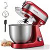 VEVOR Impastatrice Elettrica da Cucina Ciotola 5 L Testa Inclinabile Rosso Potenza 1000 W, 10 Velocità, Mixer Planetario, Ciotola in Acciaio Inox 304, Gancio Impastatore, Sbattitore, per Pane, Dolci