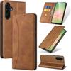 Phoona Cover per Samsung Galaxy A56 5G con 1 Vetro Temperato, Custodia Portafoglio Pelle PU Alta Qualità [Blocco Rfid][Antiurto][Magnetica][Porta Carte][Funzione Supporto] Libro Case Marrone