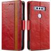 Generico DayQiQiPu Cover per TCL 10 SE (6,52 Pollici) Custodia in pelle PU con Patchwork Guscio Protettiva Anti-Skimming Custodia Portafoglio Flip Caso Business, Rosso