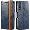 Generico DayQiQiPu Cover per TCL 4X 5G‌ T601DL (6,56 Pollici) Custodia in pelle PU con Patchwork Guscio Protettiva Anti-Skimming Custodia Portafoglio Flip Caso Business, Blu