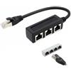 Suuosl Splitter RJ45 1 a 3 adattatori, splitter Ethernet LAN compatibile Cat5/Cat5e/Cat6/Cat7, spina multipla