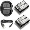Newmowa D-LI90 Batteria (2 pezzi) e Caricatore Doppio USB per Pentax D-LI90 | Compatibile con Pentax 645D, 645Z, K-01, k-1,K-3, K-5, K-5 II, K-5 Iis, K-7