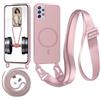 Beajew Custodia con corda per Samsung Galaxy A14/A14 5G, custodia magnetica in silicone liquido per Samsung Galaxy A14/A14 5G -Rosa Sabbia