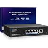 GigaPlus 5 Port Gigabit PoE Switch with 4 Port PoE+ 1000Mbps, 1 x 1000Mbps Uplink, GiGaPlus 5 Port IEEE802.3af/at PoE @72W, Support VLAN, Metal Housing, Desktop or Wall-Mount, Plug & Play