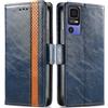 Generico DayQiQiPu Cover per TCL 40 SE T610K (6,75 Pollici) Custodia in pelle PU con Patchwork Guscio Protettiva Anti-Skimming Custodia Portafoglio Flip Caso Business, Blu