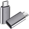 iJiZuo Adattatore Micro USB a USB C [2 Pezzi], Micro USB (Maschio) a USB C (Femmina) Adattatore Trasferimento Dati, per Galaxy S7/S7 Edge/S6/J7, LG G4, Hua Wei P10/ P9 Lite-Grigio
