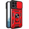 HONLEN Custodia Adatta per HONOR X8a (6.7 Inches), Cover per PC Armor Anello kickstand con Base Magnetica - Rosso