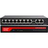 KuWFi Switch di rete Gigabit Ethernet a 10 porte, switch LAN plug and play a 10 porte, 8 porte 100/1000 Mbps, splitter splitter, hub Ethernet senza ventola, desktop, non gestito, VLAN, per NVR, AP, Home