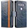 Generico DayQiQiPu Cover per TCL 10 SE (6,52 Pollici) Custodia in pelle PU con Patchwork Guscio Protettiva Anti-Skimming Custodia Portafoglio Flip Caso Business, Blu