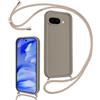 Coalbooliy Cover per Google Pixel 9a 5G con Cordino per Cellulare, Custodia Silicone con Regolabile Collana Sottile Morbida Case Protezione della fotocamera Antiurto con Necklace, Cachi