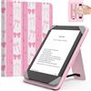 MoKo Custodia per 6 Pollici Kindle eReader da Tablet, Fioc. Vert. Rosa | Accessori eReader per 6 Kindle/Kobo Clara/Tolino E-Book Tablets, Custodia Leggera Folio ,Cinghia da Mano, Cavalletto