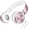 AILIHEN MS300 Cuffie Cablate Con Microfono Per Chromebook Laptop Computer Smartphone, Cuffie Leggere Pieghevoli Da 3,5 mm Per Aula Online Per Ragazzi E Ragazze Della Scuola(Oro Rosa)