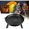 NAIZY Braciere Ø80cm Pozzo del fuoco rotondo con copertura impermeabile Pozzo del fuoco multifunzionale in metallo per barbecue all'aperto per interni Riscaldamento a legna