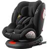 Veitoalioy Seggiolino auto per Bambini con Rotazione 360°, Base del con isofix, Cuscino testa regolabile, Altezza e inclinazione regolabili, Rivolto in e posteriore seggiolino (Black)