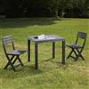 Dmora - Set salotto da esterno Ortisei, Composizione da giardino con 1 tavolo rettangolare e 2 sedie pieghevoli, Salottino indoor e outdoor da Pic Nic, 100% Made in Italy, Antracite