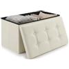 edihome, Pouf Contenitore Pieghevole con Coperchio in Tessuto (38x76x38 cm) - Panca Contenitore, Cassapanca da Interno, Baule, Poggiapiedi e Seduta (bianco)