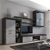 Dmora Parete Attrezzata Amundsen Nero Antracite 11 Ripiani Modulabile, Mobile Soggiorno 18 Vani