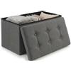 edihome, Pouf Contenitore Pieghevole con Coperchio in Tessuto (38x76x38 cm) - Panca Contenitore, Cassapanca da Interno, Baule, Poggiapiedi e Seduta (grigio scuro)