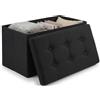edihome, Pouf Contenitore Pieghevole con Coperchio in Tessuto (38x76x38 cm) - Panca Contenitore, Cassapanca da Interno, Baule, Poggiapiedi e Seduta (nero)