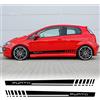 worldcustomchopper Adesivi Stikers compatibili per Fiat Grande Punto Fasce laterali Auto Tuning Sport Abarth (NERO LUCIDO)