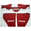VNVIS Set 3 tende decorative in peluche con pompon bianchi per camion Man TGX TGA TGM (Rosso)