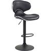 CLP Sgabello Design Cucina Las Vegas V2 In Similpelle Con Schienale I Sedia Alta Imbottita Girevole Regolabile 62-82 CM Colore nero Colore del telaio nero