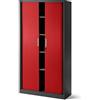 Jan Nowak Armadio per ufficio Archivio con Serrandina Metallo 4 Ripiani Verniciatura a Polvere Bloccabile 185 cm x 90 cm x 45 cm (Antracite-Rosso)
