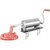 TTISJHK Riempitrice per salsicce, in acciaio inox, 3 l, manuale con manovella e 4 tubi di riempimento, pressa per salsicce orizzontale per uso domestico e commerciale, stabile, facile da pulire