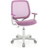LIFEZEAL Sedia da Scrivania per Bambini, Poltrona Girevole per Ragazzi, Altezza Regolabile da 80 a 92cm, Braccioli e Schienale per Cameretta e Scuola (Viola, 52x50x23,5, Ruota autofrenante)
